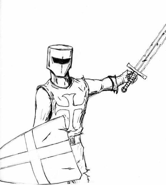 539x600 Templar Knight Sketch By Cloaked Figure