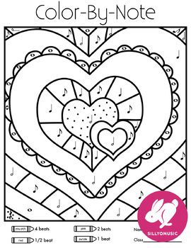 270x350 Valentine's Day Color By Note Coloring Pages For Music Class