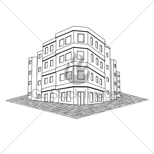 500x500 Vector Modern Office Building, Tenement Real Estate Gl Stock Images