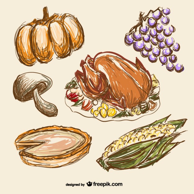 626x626 Thanksgiving Food Drawings Vector Free Download