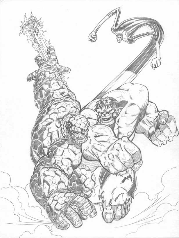 616x816 Hulk Vs Thing By Laklim