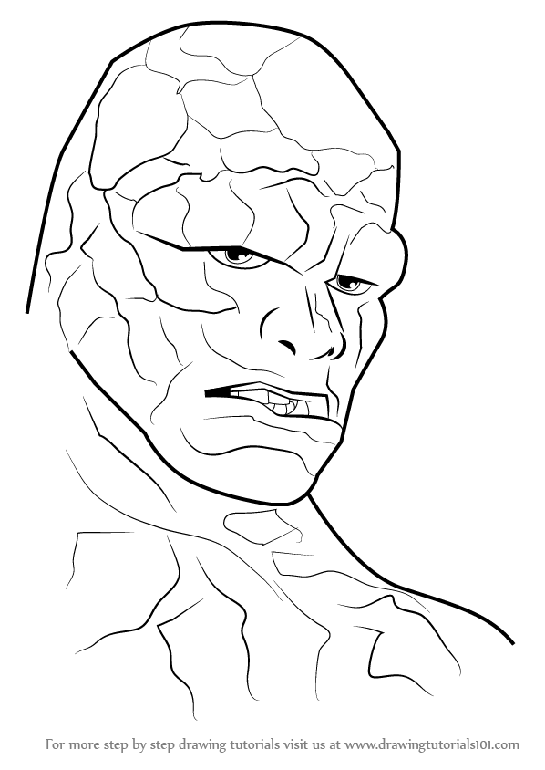 598x844 Learn How To Draw The Thing Face (The Thing) Step By Step