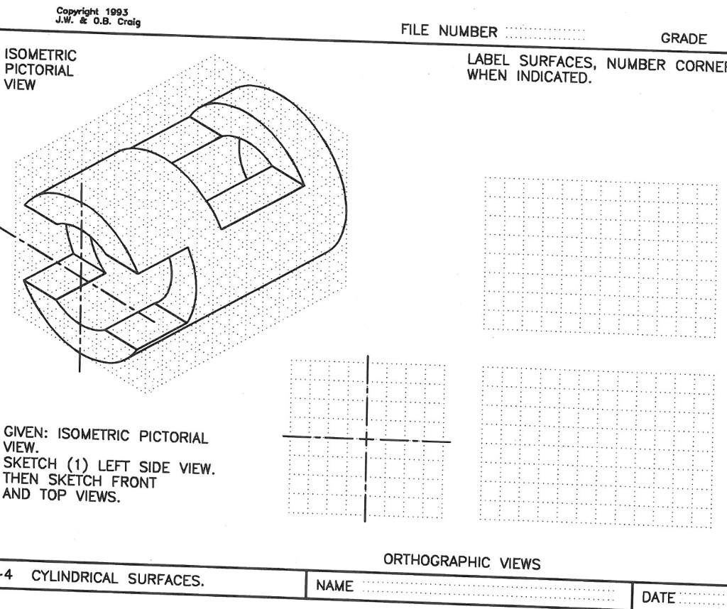 1024x858 Solved Draw The Six Views For The First Drawing Three Vi