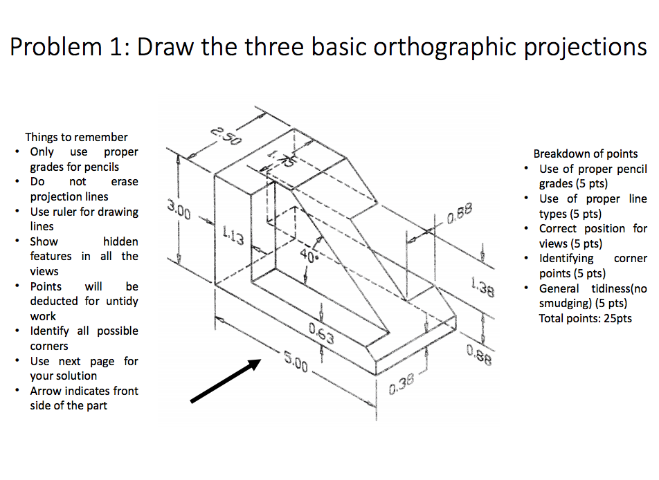 952x694 Solved Draw The Three Basic Orthographic Projections Thin