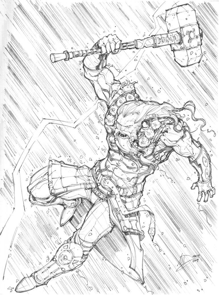771x1037 God Of Thunder By Max Dunbar On Lineart Hero Sword