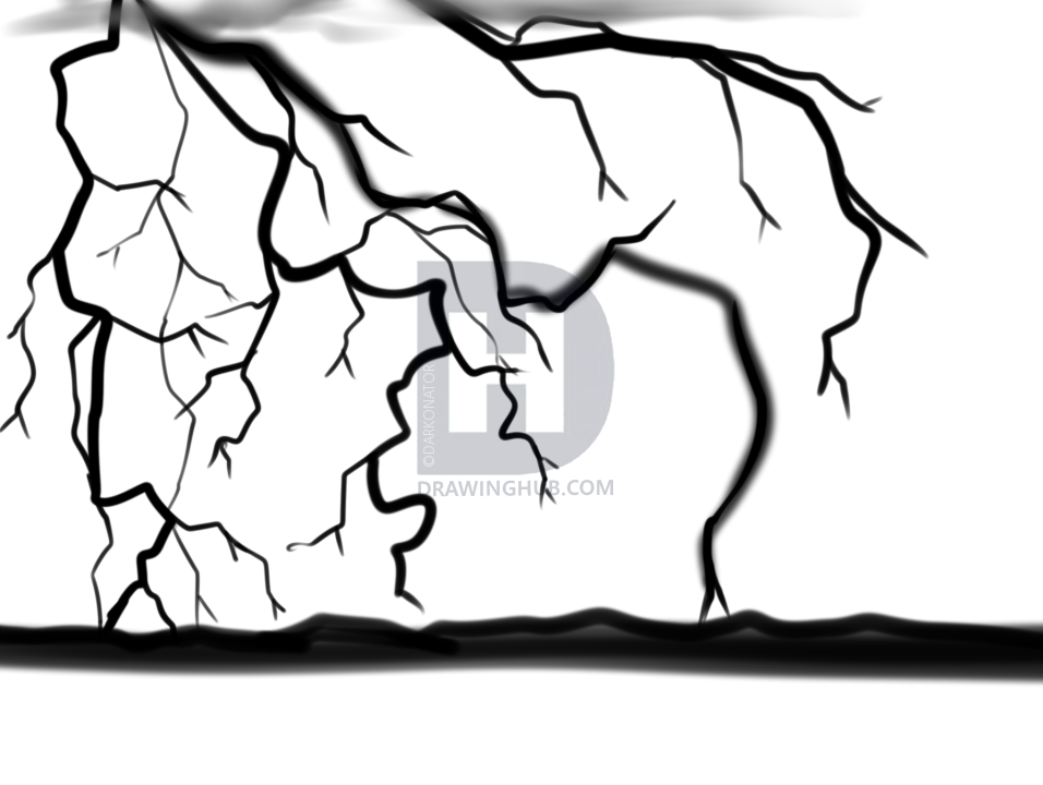 956x720 How To Draw A Lightning Storm, Step By Step, Drawing Guide, By