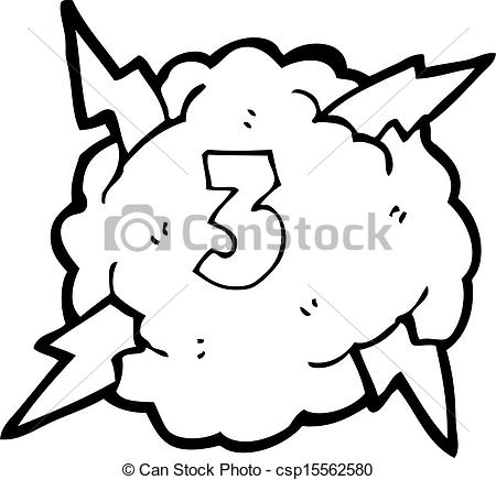 450x436 Cartoon Thunder Cloud With Number Three Vector