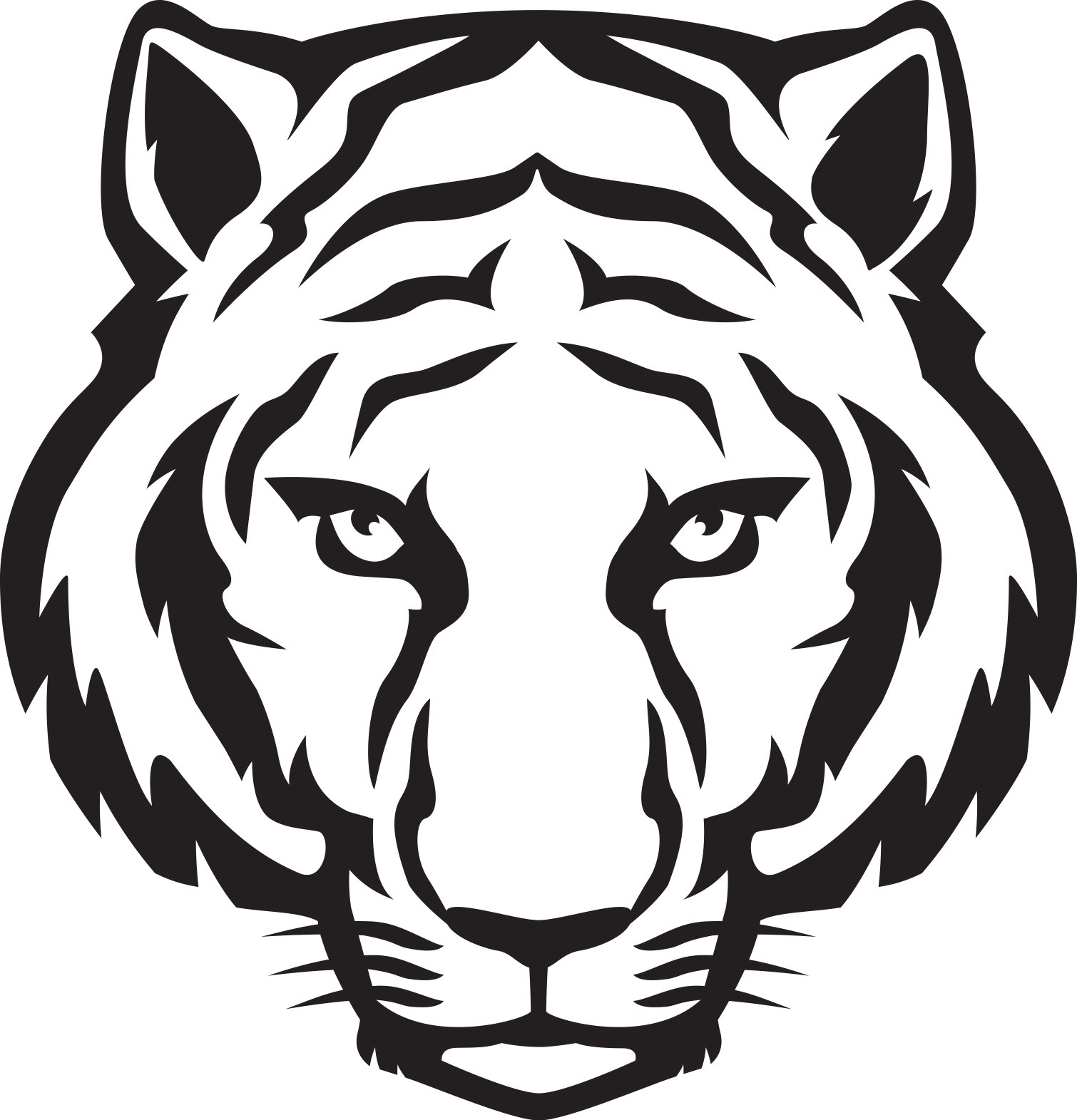 1510x1571 Drawing Tiger Head Tiger Head Clipart Black And White Letters