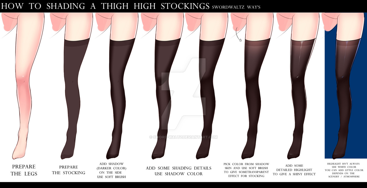 1280x655 How To Shading The Thigh High Stockings By Swordwaltzworks