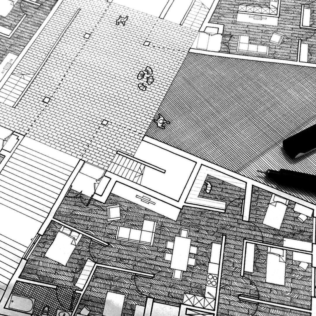 1080x1080 Timber + Brick + Limestone + Concrete. Obsessed With Hand Drawing