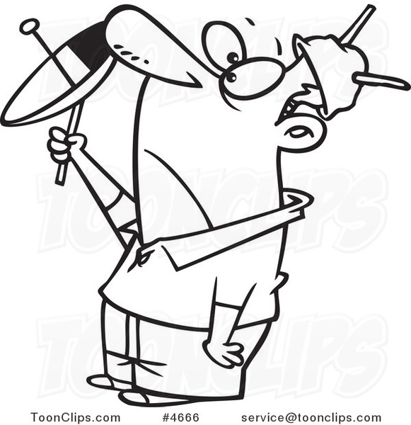 581x600 Cartoon Black White Line Drawing Of A Guy Wearing Tin Foil