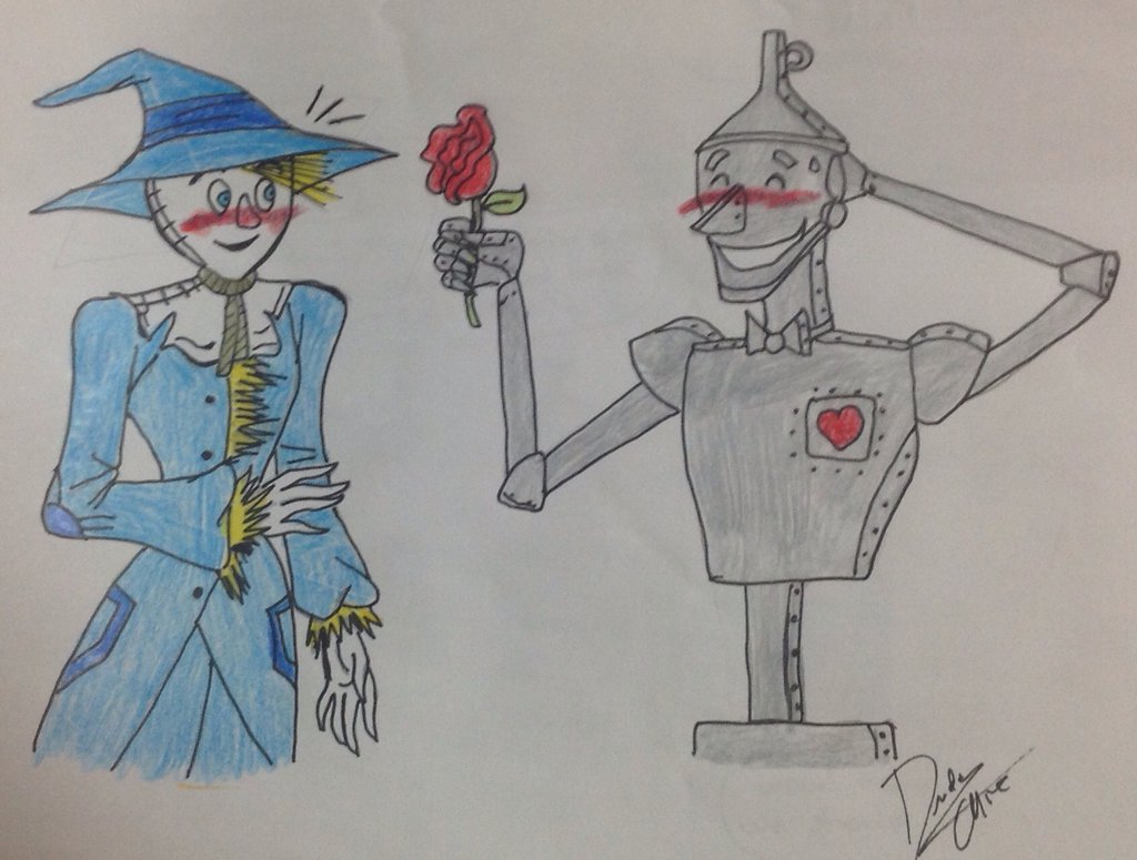 1024x775 Tin Man X Scarecrow Drawing By Dudamietlicki