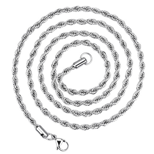 640x640 Fashion Ol Cool 76cm 60cm 55cm Long Silver Titanium Steel Twist