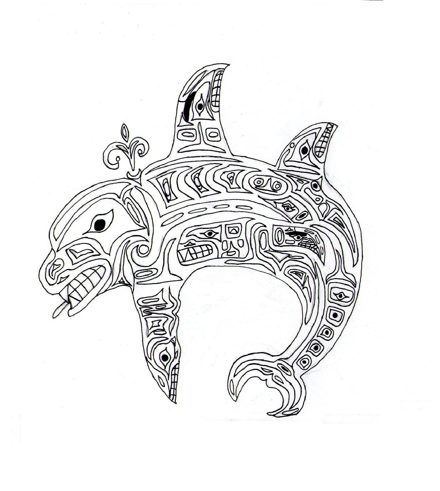 1464x1632 Native American Whale Lineart By Titanium Alex
