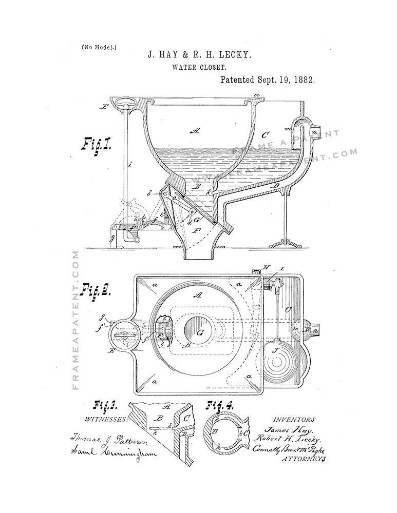 773x1000 Toilet Patent Print Poster Item 13755 Patent Prints