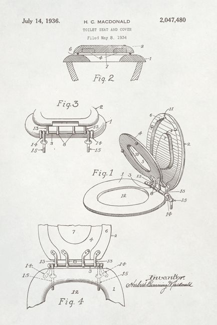 433x650 Toilet Seat Cover Patent Art Poster Print Art Posters, Art