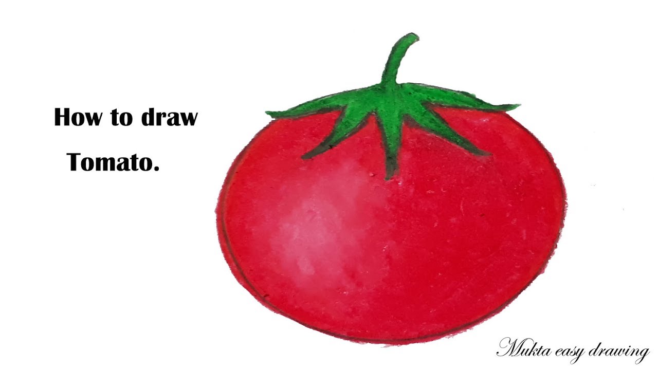 1280x720 How To Draw Tomato.step By Step With Oil Pastel Color.(Very Easy