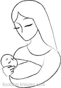 208x300 Clipart Illustration Of A Mother And Child Line Drawing