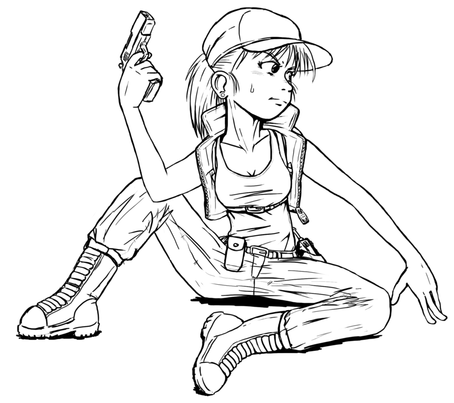 900x798 Tough Girl Lineart By Tonibabelony