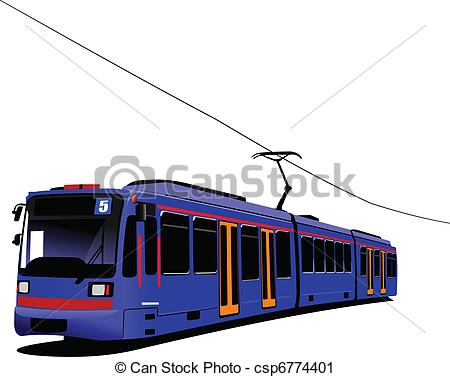 450x377 City Transport. Tram. Vector Illustration Vector Clip Art