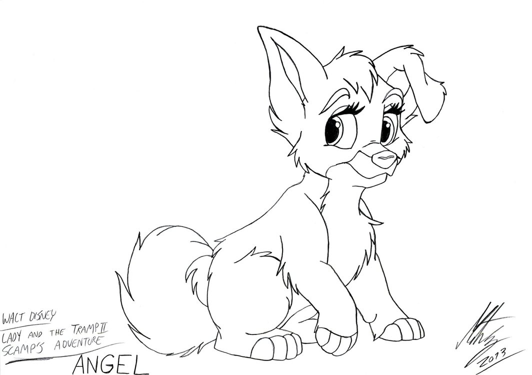 1064x750 Lady And The Tramp Angel Drawing