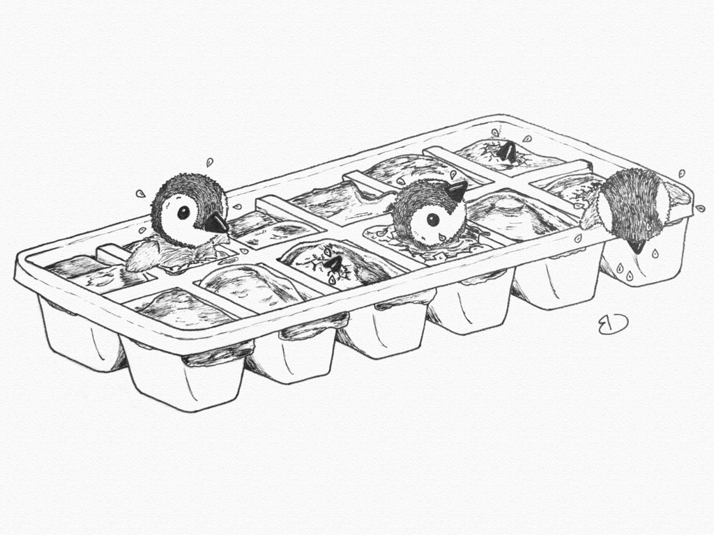 1024x768 Penguins Hatching From An Ice Cube Tray By Bobbydoorduyn