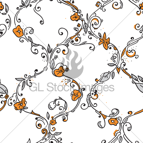 500x500 Hand Drawn Trellis Floral Seamless Pattern Gl Stock Images