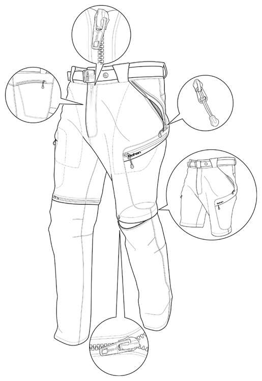 515x750 Line Drawing Of Outdoor Trousers