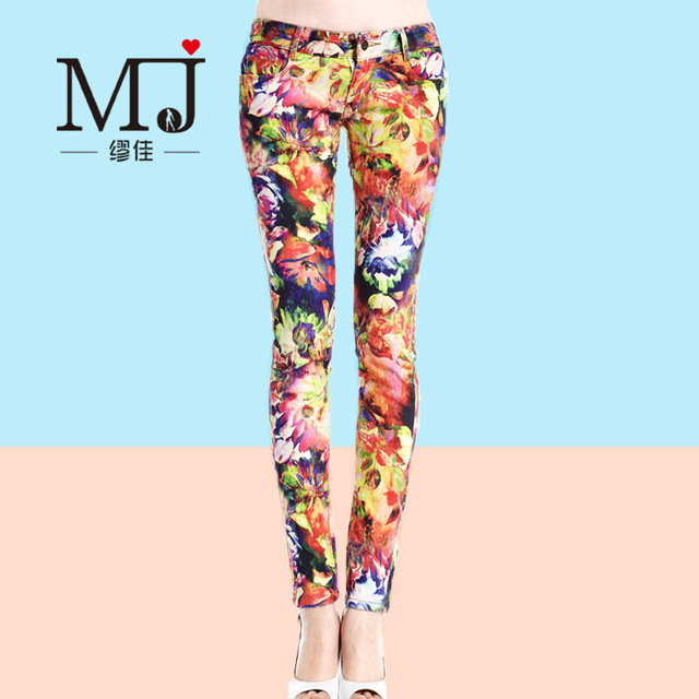 640x640 Candy Color Pencil Pants Colored Drawing Print Jeans Trousers