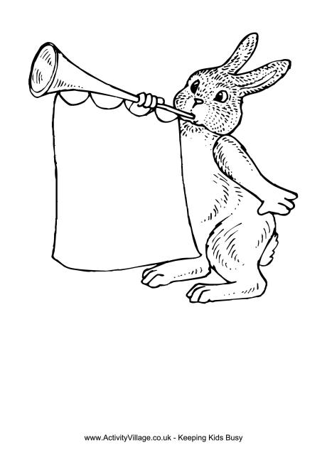 460x650 Easter Bunny And Trumpet Colouring Page