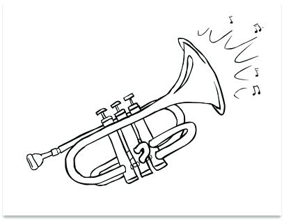 408x317 Coloring Pages ~ Trumpet Coloring Page Images Of Jazz Instruments