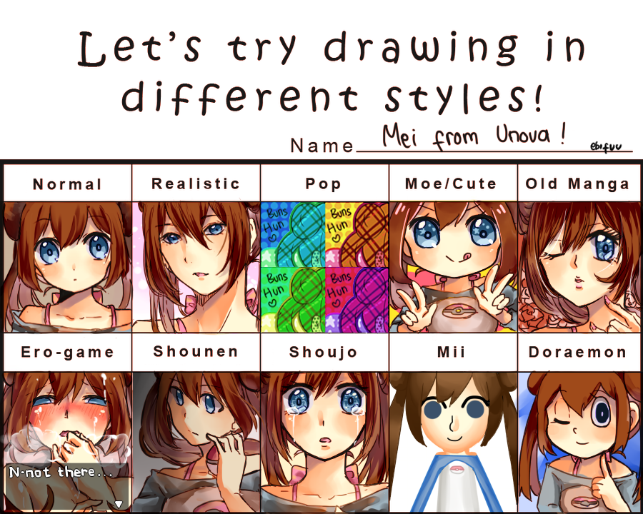 900x720 Let's Try Drawing In Different Styles Meme ! By Ebifuu