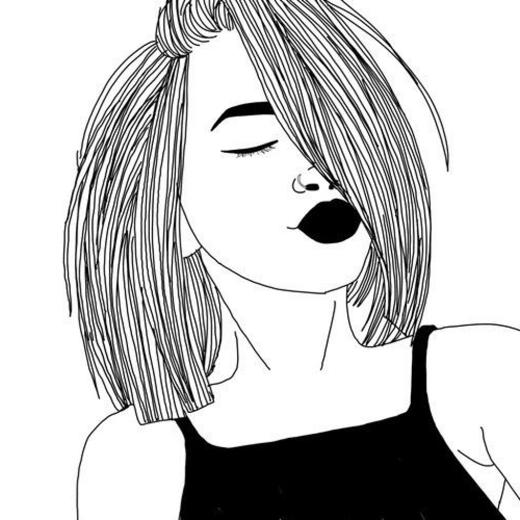 dessin de fille en noir et blanc tumblr