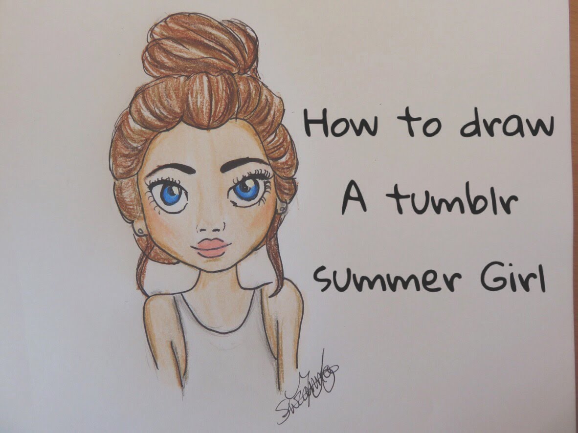 1182x886 How To Draw A Girl With A Messy Bun Tumblr