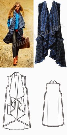 236x472 Woman's Tunic Technical Drawing With Model Tunics, Overblouses