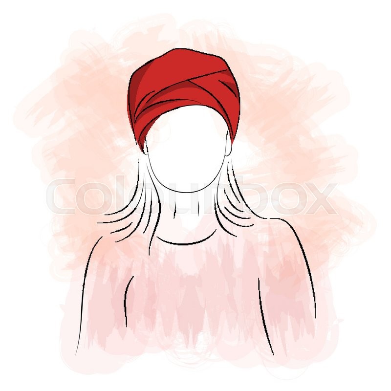 800x800 Vector Illustration. Drawing. Silhouette Of Woman In Red Turban