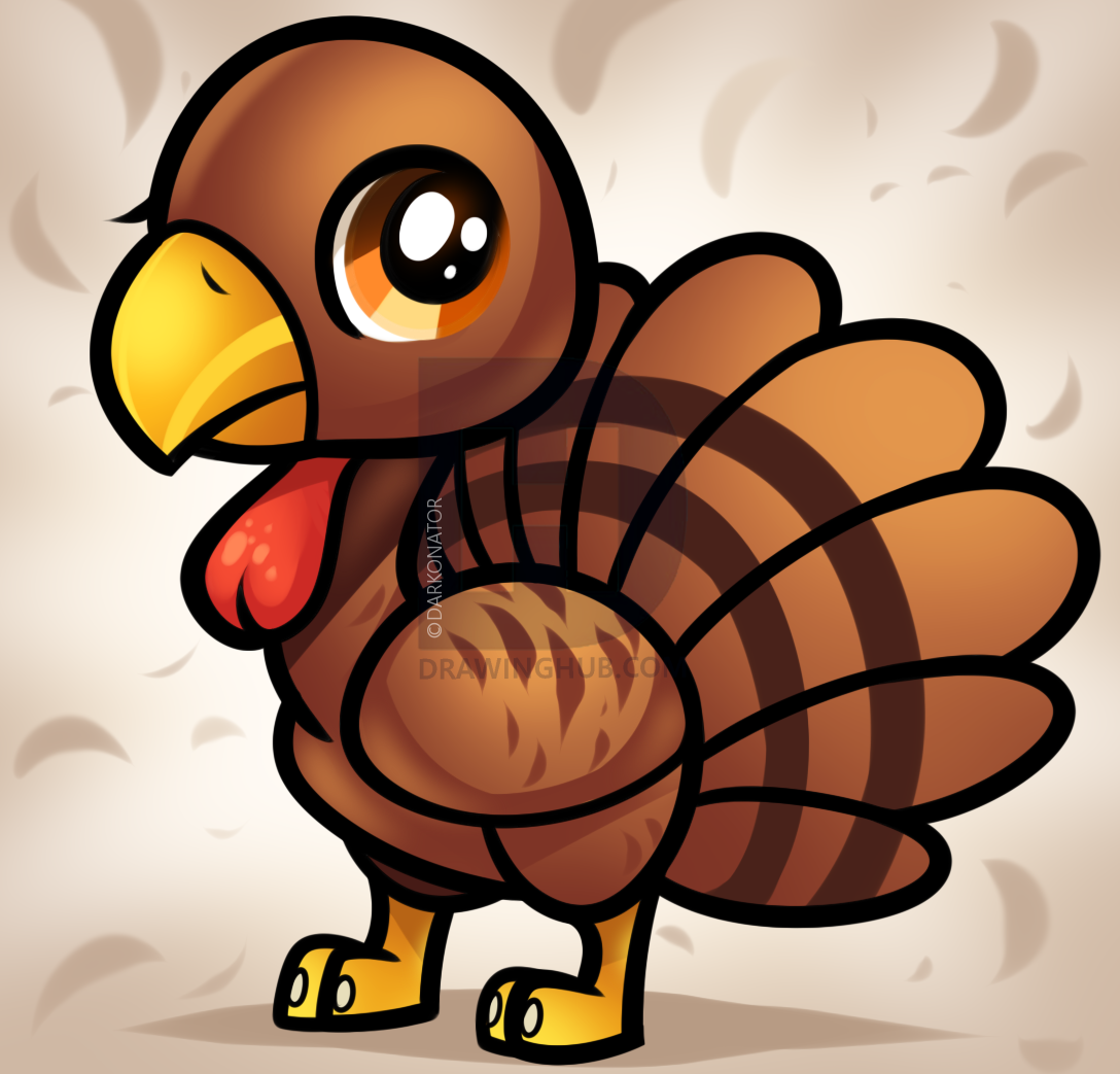 1088x1043 How To Draw A Chibi Turkey For Kids, Step By Step, Drawing Guide