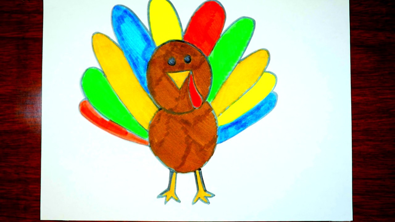 1280x720 Thanksgiving Turkey Drawing For Kids Colorful Thanksgiving