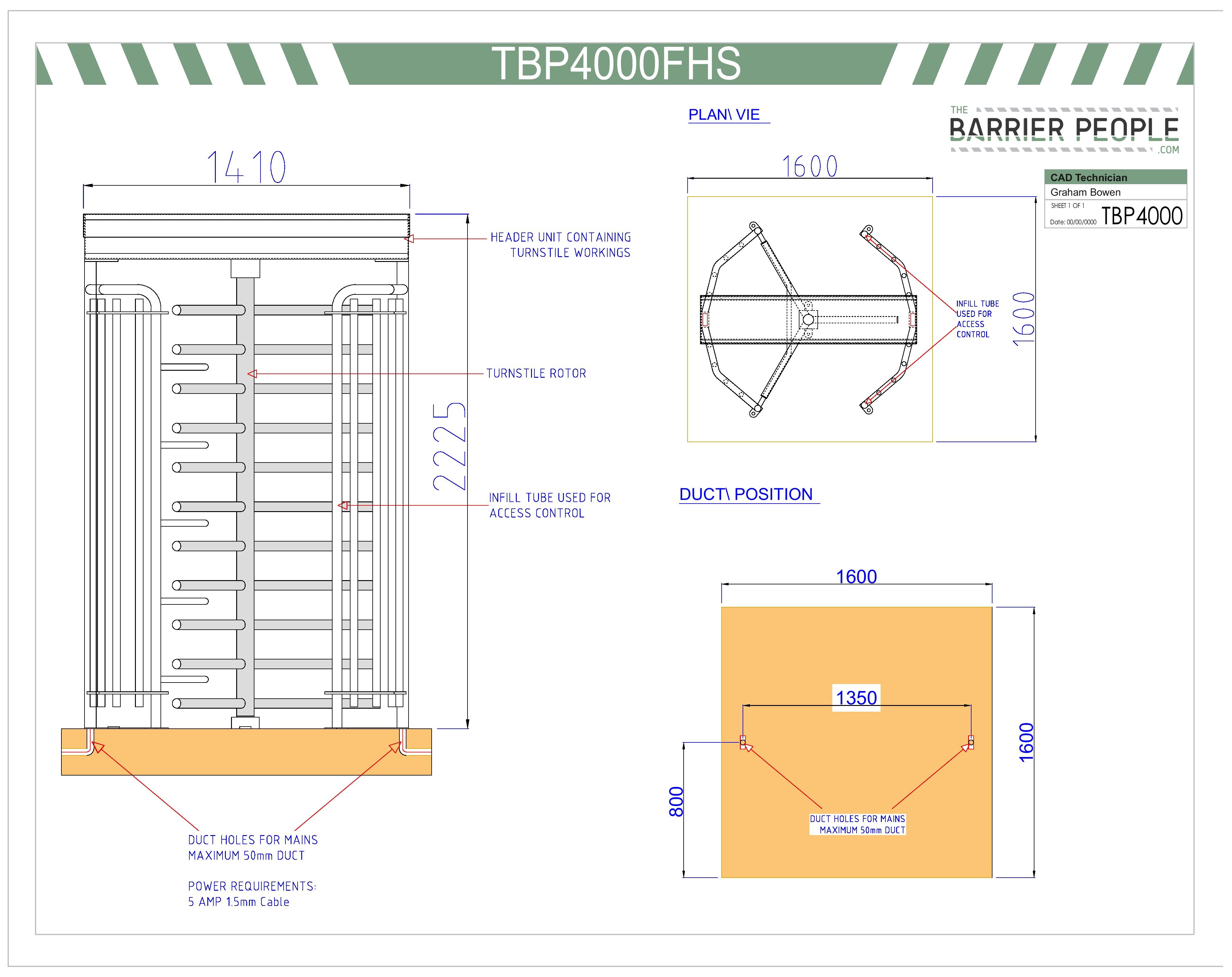 4053x3215 Full Height Single Turnstile The Barrier People
