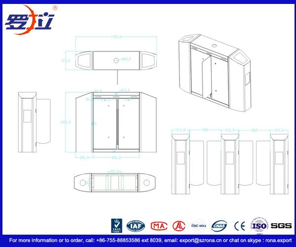 600x500 Sliding Turnstile Barrier Gate 304 Stainless Steel Framework