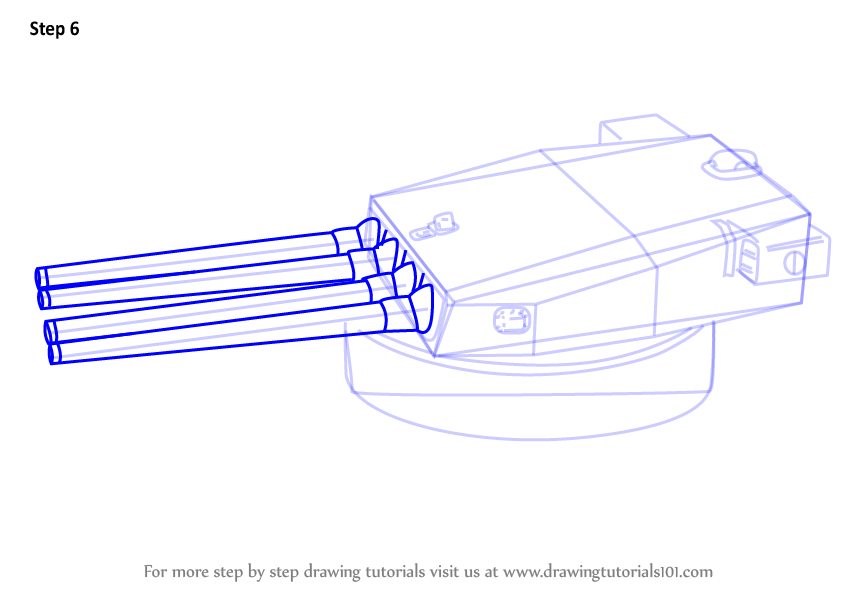 845x600 Learn How To Draw A Turret Gun (Other Weapons) Step By Step