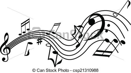 450x253 Musical Symbols On A Twisted Staff, Vector Graphic Design