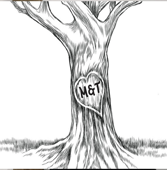 570x578 Twisted Oak Tree Wedding Fingerprint Guest Book Alternative