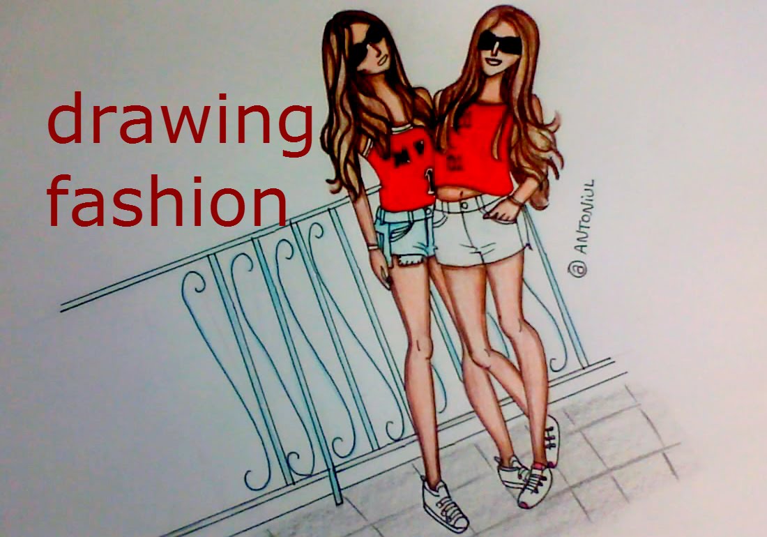 1100x770 How To Draw Two Fashion Girls