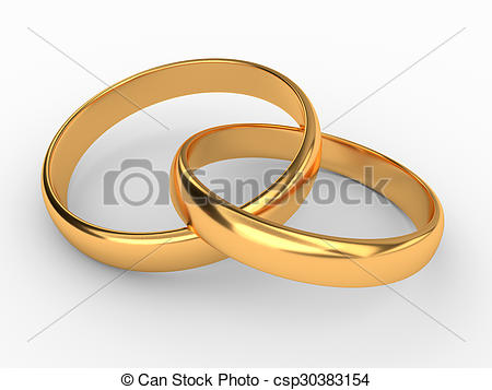 450x357 Illustration Of Two Connected Gold Wedding Rings Stock