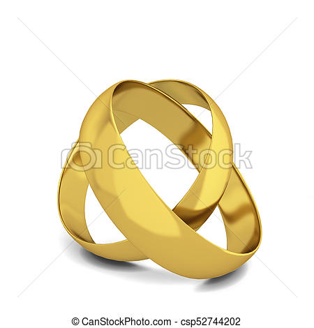 450x470 Two Wedding Rings. 3d Illustration Isolated On White Stock