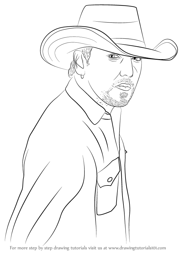 596x843 Learn How To Draw Jason Aldean (Singers) Step By Step Drawing