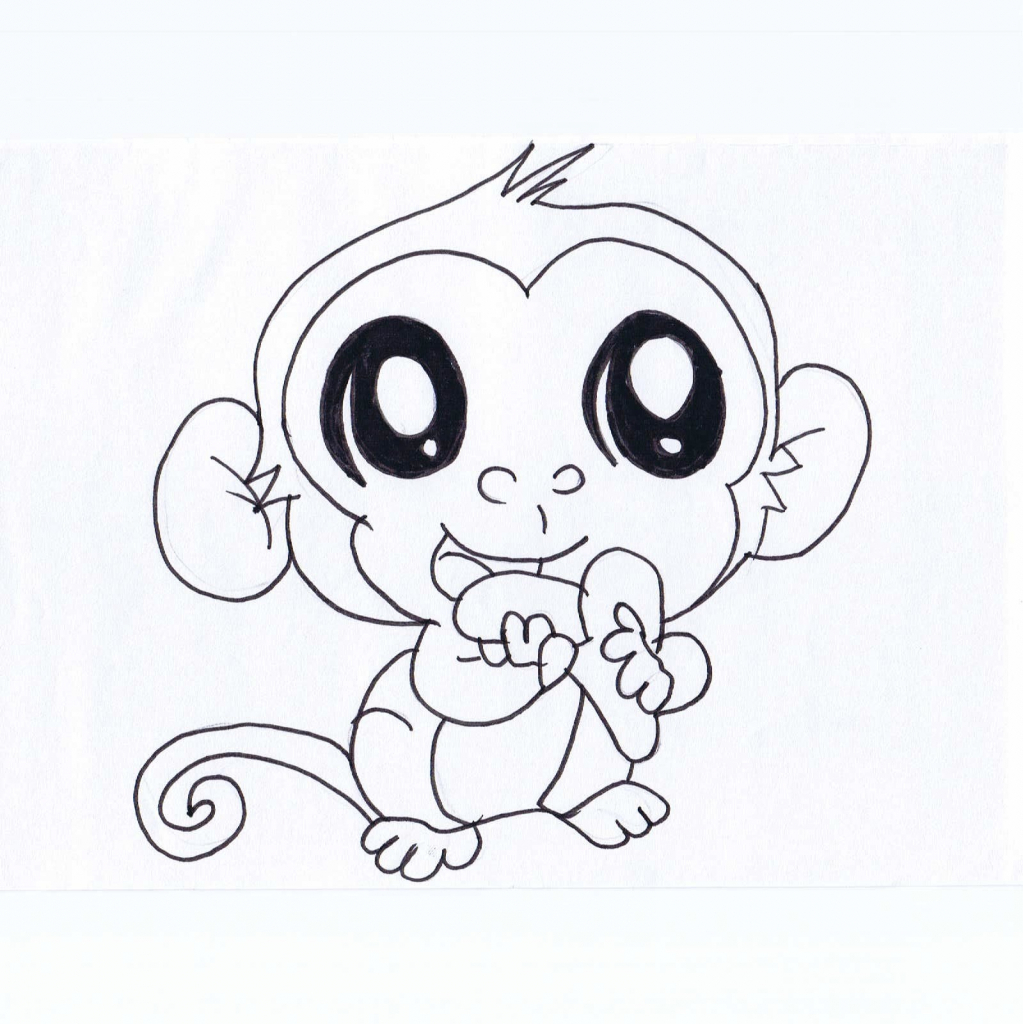 1023x1024 Cartoon Monkey Drawing How To Draw A Cartoon Monkey For Kids Very