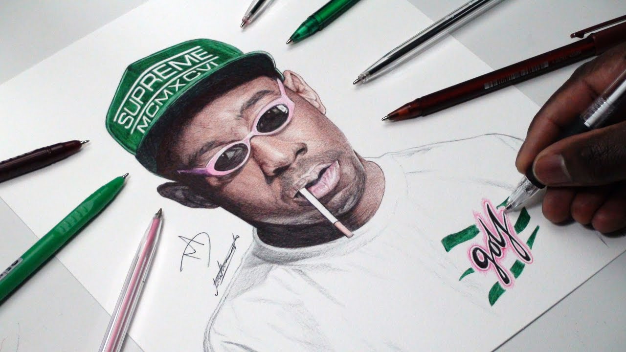 1280x720 Tyler, The Creator Pen Drawing