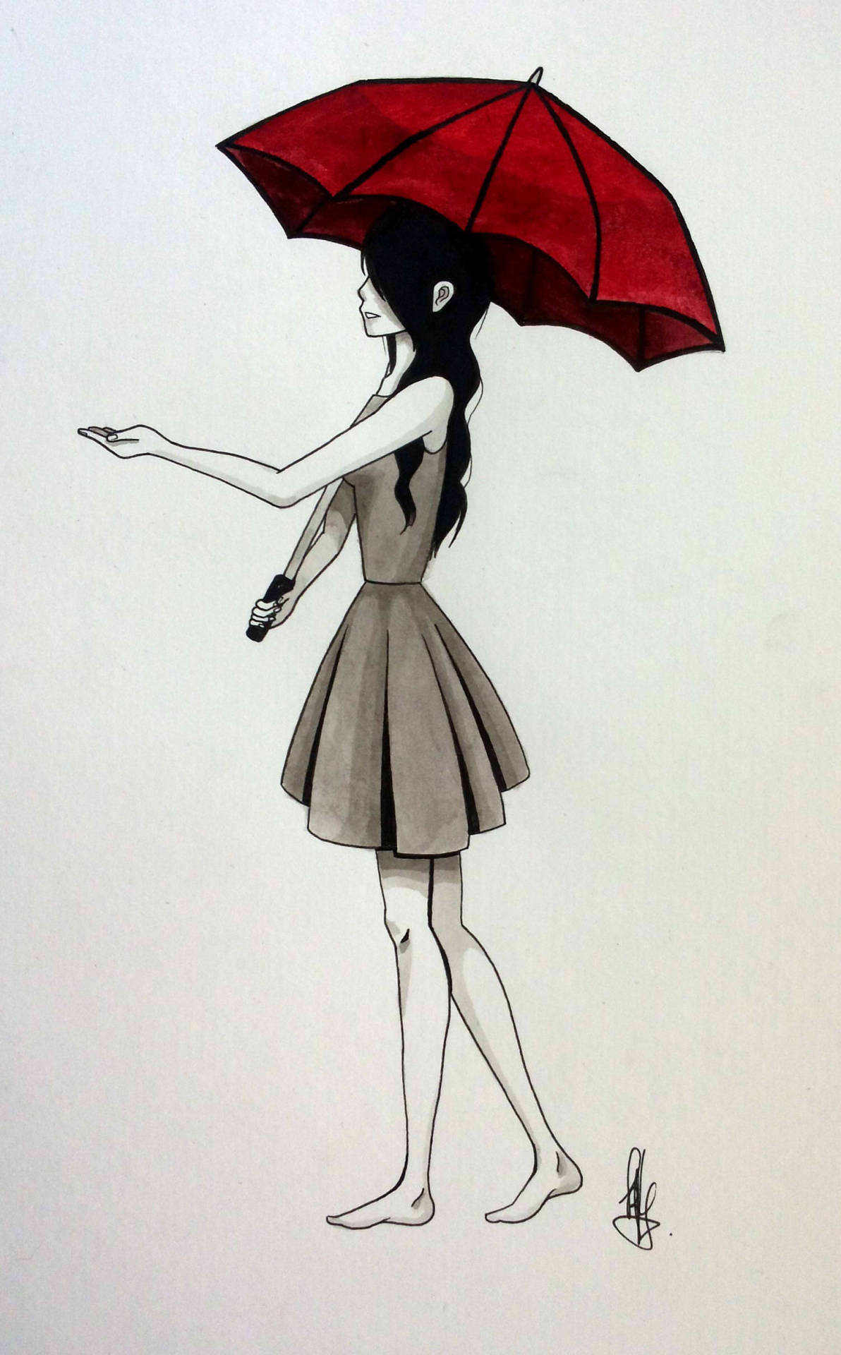1192x1920 The Red Umbrella A Mayday Parade Inspired Drawing